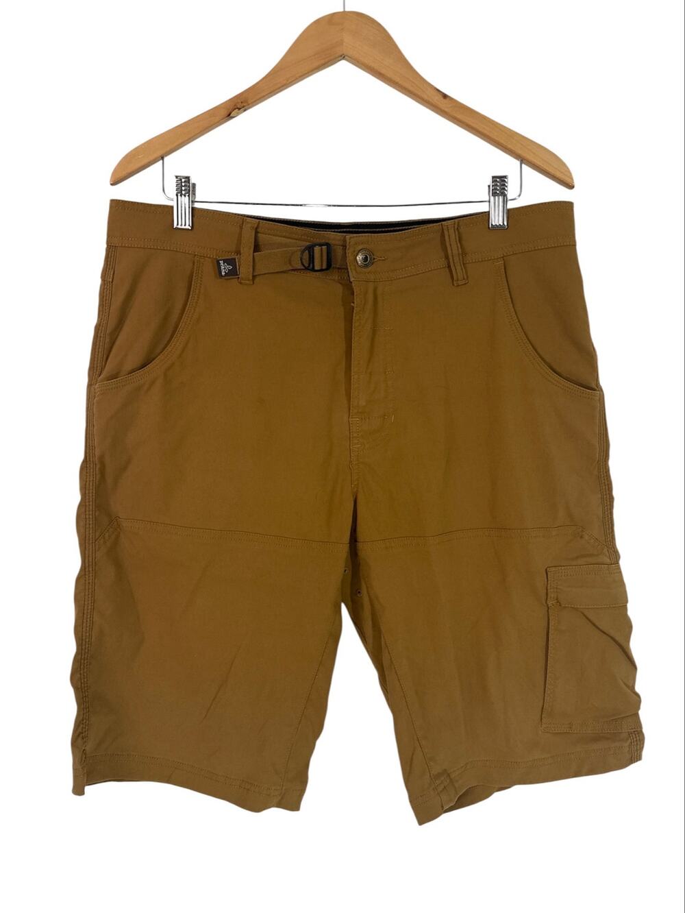 prAna Stretch Zion Shorts II Men’s 34 Tan Mud Cargo Hiking Shorts 11” Inseam
